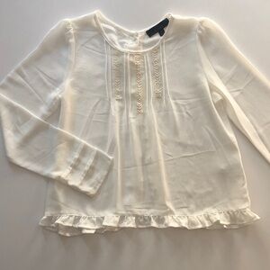 NWOT Vintage inspired RomanticWhite Sheer Women's Blouse Top XS Quiet Luxury